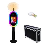 WideMeet Photo Booth per iPad 10,2"-13" e per fotocamera, con torcia, telecomando, custodia per volo, supporto portatile 2 in 1 per selfie e eventi a noleggio (nero, Mahine+stampante)