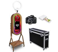 WideMeet Specchio magico portatile con touch screen da 21,5 pollici, confezione da viaggio, cabina fotografica a specchio per selfie, per feste di nozze, eventi e noleggio (set completo)