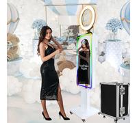 WideMeet Specchio magico portatile touch screen LCD da 21,5 pollici per cabina fotografica per feste di nozze evento noleggio (macchina bianca)