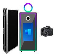 WideMeet Specchio per cabina fotografica per selfie, con cornice a LED, portatile, touch screen, specchio magico, macchina per matrimoni e eventi (macchina nera, cabina fotografica da 155 cm +
