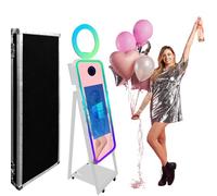 WideMeet Specchio per cabina fotografica per selfie, con cornice a LED, portatile, touch screen, specchio magico, macchina per matrimoni e eventi (macchina bianca, cabina fotografica da 101,2 cm +