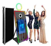 WideMeet Specchio per cabina fotografica per selfie, con cornice a LED, portatile, touch screen, specchio magico, macchina per matrimoni e eventi (macchina nera, cabina fotografica da 165 cm +