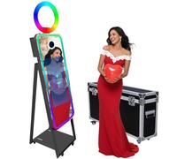 WideMeet Specchio per cabina fotografica per selfie, con cornice LED, portatile, touch screen, specchio magico, macchina per matrimoni, feste, eventi (nero, cabina da 40 pollici + volo)