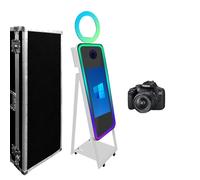 WideMeet Specchio per cabina fotografica per selfie, cornice a LED, portatile, touch screen, specchio magico, macchina per matrimoni, feste, eventi (macchina bianca, cabina fotografica da 101,2 cm +
