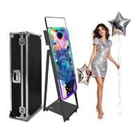 WideMeet Specchio Photo Booth 22 pollici touch screen Magic Mirror Booth macchina DSLR Photobooth Selfie 101,2 cm Photobooth macchina per feste di nozze eventi (nero, Photo Booth)