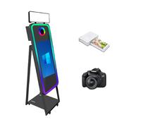 WideMeet Specchio Photo Booth 22 pollici touch screen Magic Mirror Booth macchina DSLR Photobooth Selfie 101,2 cm Photobooth macchina per feste di nozze evento (cabina nera, macchina fotografica +