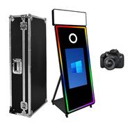 WideMeet Specchio Photo Booth 32 pollici touch screen Magic Mirror Booth macchina DSLR Photobooth Selfie 65 pollici Photobooth macchina per festa di nozze evento (nero, 65"/32" schermo + fotocamera)