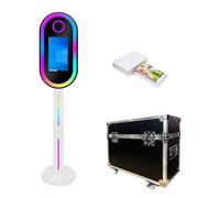 WideMeet Specchio Photo Booth con schermo LCD touch screen da 15,6 pollici, portatile, supporto per selfie e foto per feste di nozze, noleggio eventi (macchina bianca + stampante)