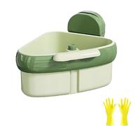 Wideous Curetoaway Suction Cup Sinks Corner Racks,Food WasteCatcher for Sink with Fine Mesh Drain Hole, Suction Cup Storage Rack with Drain Hole, Plastic Sink Storage Rack Holder (1Pcs-green)
