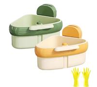 Wideous Curetoaway Suction Cup Sinks Corner Racks,Food WasteCatcher for Sink with Fine Mesh Drain Hole, Suction Cup Storage Rack with Drain Hole, Plastic Sink Storage Rack Holder (2Pcs-mixed colors)