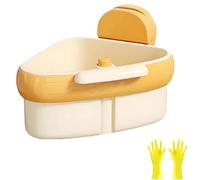 Wideous Curetoaway Suction Cup Sinks Corner Racks,Food WasteCatcher for Sink with Fine Mesh Drain Hole, Suction Cup Storage Rack with Drain Hole, Plastic Sink Storage Rack Holder (1Pcs-yellow)