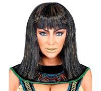 Widmann 00625 Cleopatra - Parrucca nera con tinsel, Carnevale, festa a tema