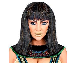 Widmann 00625 Cleopatra - Parrucca nera con tinsel, Carnevale, festa a tema