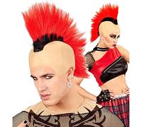 WIDMANN 02106 - Parruca Punk con Cresta, Adulto Unisex, Rave, Rocker, Biker, Carnevale, Feste A Tema, Colore Rosso