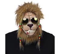 WIDMANN 03302 Mezza Maschera Cooler Rasta Leone con Peluche, Unisex - Adulto, Marrone