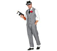 WIDMANN MILANO PARTY FASHION - Costume da gangster, gilet, pantaloni, completo gessato, boss mafioso, festa a tema, carnevale