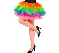 Widmann 10344 - Tutu arcobaleno per adulti, gonna in tulle, ballerine, feste a tema, carnevale
