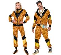W WIDMANN MILANO Party Fashion - Costume tuta 80s leopardato, tuta da jogging, stile retrò, outfit cattivo gusto