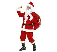 W WIDMANN MILANO Party Fashion - Costume Babbo Natale, casacca, pantaloni, cintura, cappello, copristivali, parrucca, barba con baffi, sopracciglia, Babbo Natale, Natale, carnevale, festa a tema