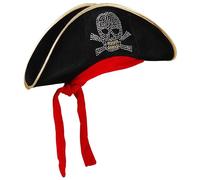 Widmann 2594K - Cappello da Pirata in Velluto con Teschio Borchiato e Bandana