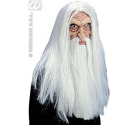 Widmann 2877W - Maschera Millenarian con Parrucca E Barba, Adulto Uomo, Favole, Teatro, Carnevale, Feste A Tema, Taglia Unica, Colore Bianco