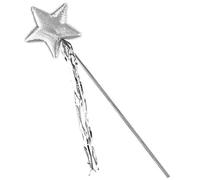 Widmann 29181 - Bacchetta Magica in Stoffa con Fili di Lamè, per Bambina, Fatina, Favole, Carnevale, Feste A Tema, Colore Argento
