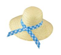 Widmann 29502 - Cappello Contadinella in Paglia con Nastro, Adulto Donna, Contadina, Francese, Feste Estive, Taglia Unica, Colore Paglia-Blu
