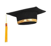 Widmann 3397L - Cappello da Laureato con Fascia Dorata e Codino, Giallo