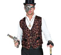 Widmann 48183 - Costume da Steampunk, gilet, ingranaggi, abbigliamento vittoriano, festa a tema, carnevale, uomo, multicolore, XXL