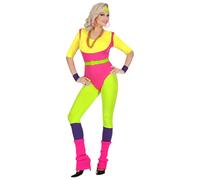 W WIDMANN MILANO Party Fashion - Costume da istruttrice di aerobica anni '80, tuta, fasce, cintura, carnevale, festa a tema