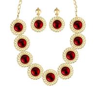 Widmann 50373 - Parure di Gioielli Regina, 3 Pezzi, in Oro con Pietre Rosse, alla Moda, rinascimentazione, Principessa, Adel, Carnevale