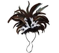 WIDMANN 66011 - Cerchietto Con Piume Copacabana, Adulto Donna, Anni '10, Anni '20, Burlesque, Can Can, Carnevale Brasiliano, Show, Colore Nero-Bianco