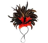 WIDMANN 66012 - Cerchietto Con Piume Copacabana, Adulto Donna, Anni '10, Anni '20, Burlesque, Can Can, Carnevale Brasiliano, Show, Colore Nero-Rosso