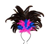 WIDMANN 66015 - Cerchietto Con Piume Copacabana, Adulto Donna, Anni '10, Anni '20, Burlesque, Can Can, Carnevale Brasiliano, Show, Colore Nero-Rosa-Blu