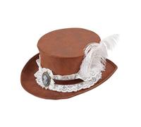Widmann 68563 68563 - Cilindro Steampunk, effetto pelle anticata, cappello retrò, feste a tema, carnevale, donna, multicolore, taglia unica