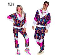 W WIDMANN MILANO Party Fashion - costume tuta disco, outfit anni '80, tuta da jogging, stile retrò, outfit cattivo gusto