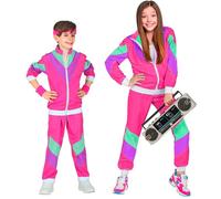 W WIDMANN MILANO Party Fashion - costume tuta bambino, rosa, completo anni '80, tuta da jogging, costume cattivo gusto, costumi in maschera