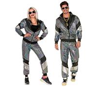 W WIDMANN MILANO Party Fashion - costume tuta anni '80, disco ball, tuta da jogging, stile retrò, outfit di cattivo gusto