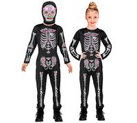 W WIDMANN MILANO Party Fashion - Costume da scheletro glitterato per bambini, tuta, Giorno dei Morti, Dia de los Muertos, Halloween