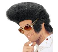 WIDMANN BLACK ROCK'N'ROLL KING WIG in polybag - | Parrucca voluminosa in capelli sintetici con basette - Accessorio per costumi anni ’50, di Carnevale e per feste a tema