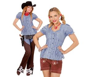Widmann Blue Chequered Blouse (S) Blue
