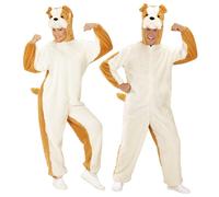 Widmann Bulldog In Soft Plush (Hooded Jumpsuit With Mask) (M/L - h 175 cm) Beige