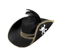 W WIDMANN MILANO Party Fashion 2591L - Cappello da pirata, con teschio e piume, Halloween, carnevale, festa in maschera