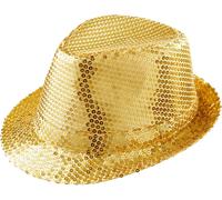 W WIDMANN MILANO Party Fashion 9067D - Cappello Fedora con paillette, oro, per feste a tema o carnevale