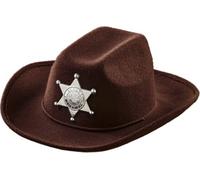 W WIDMANN MILANO Party Fashion - Cappello da cowboy per bambini, con stella da sceriffo, marrone, in feltro, Wild West, cappello, accessorio, carnevale