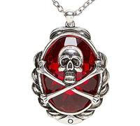 Widmann- Collane Articoli Bigiotteria per Adulti, Multicolore, 46757 | Accessorio da pirata, accessorio per costume con ossa incrociate su gioiello rosso per Carnevale e feste a tema