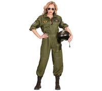WIDMANN Costume da pilota di jet da combattimento all-in-one da donna, per Halloween, Carnevale e addio al nubilato