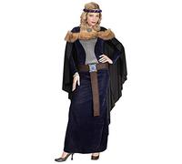 Widmann - Costume da principessa medievale, vestito con mantello, cintura, copricapo, vichingo, festa a tema, carnevale, eventi medievali