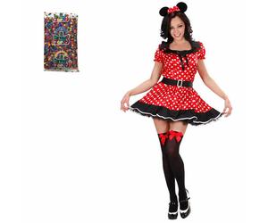 Widmann Costume da Sexy Topolina Minnie Mouse Donna Vestito a Pois con Orecchie