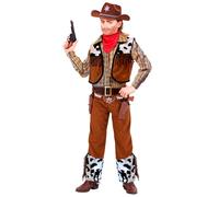 Widmann Cowboy (Shirt, Vest, Pants, Belt, Bandana) (128 cm / 5-7 Years) Brown